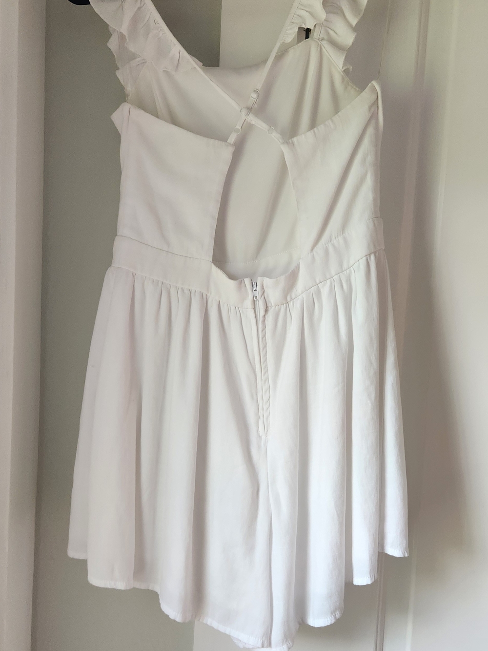 Altar'd State White Ruffle Strap Skort with Back Cutout